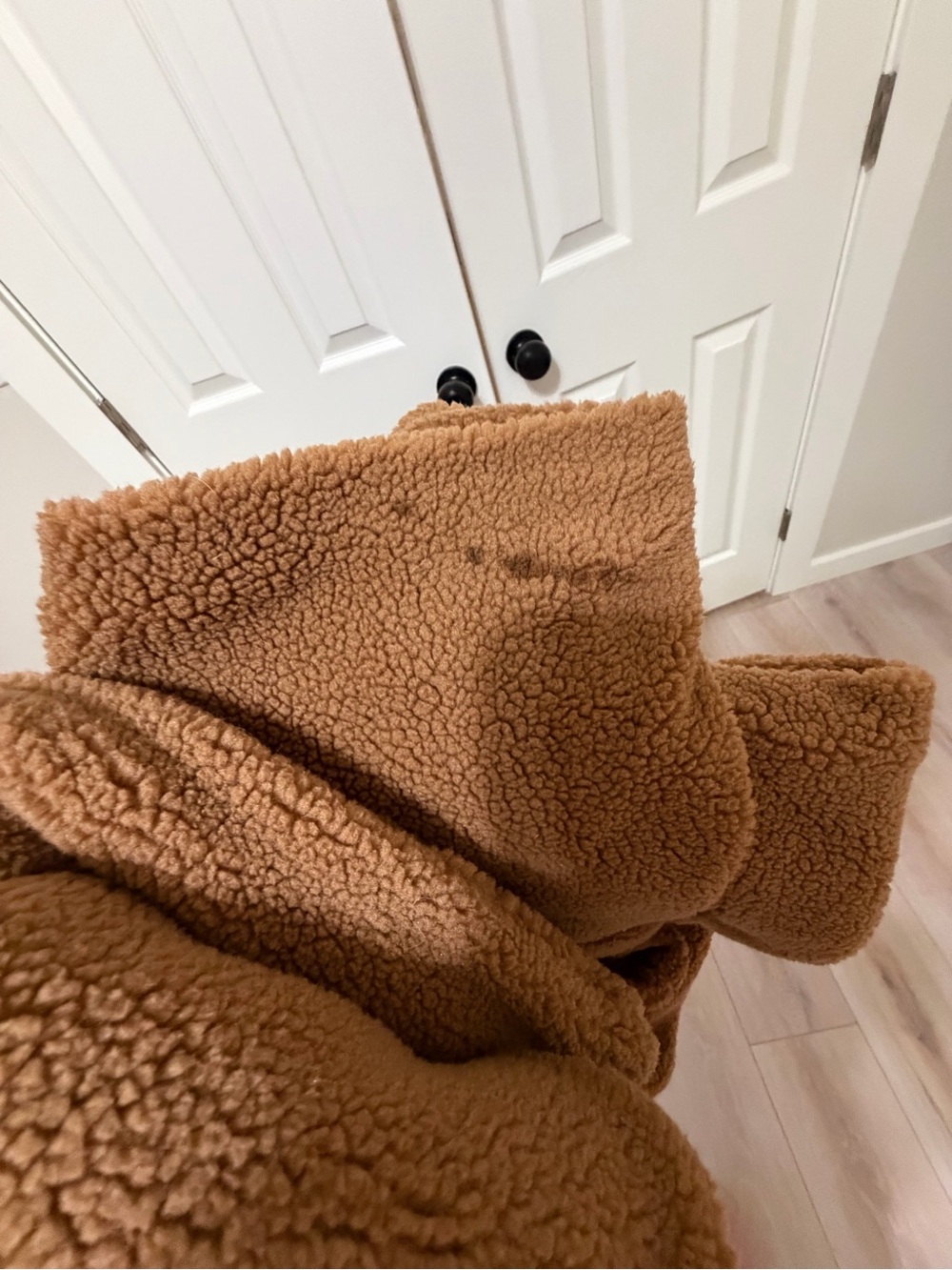 SHEIN Brown Teddy Open-Front Coat - Picture 5 of 5
